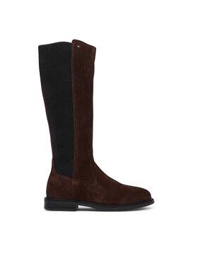 Tommy Hilfiger Cizme Tommy Hilfiger Enamel Flag Suede High Chelsea FW0FW09574 Maro închis