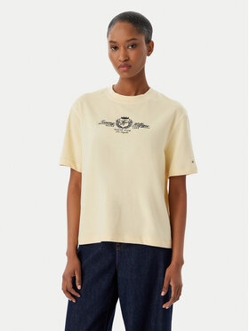 Tommy Hilfiger Tommy Hilfiger Camiseta Crest WW0WW48713 Crema Relaxed Fit