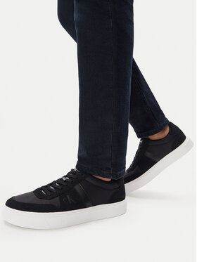 Calvin Klein Sneakers Calvin Klein Mixed Texture Lace Up Cupsole Trainers YM0YM01395 Negru