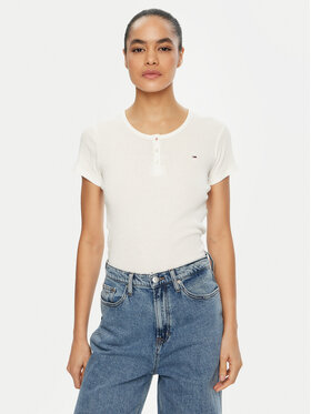 Tommy Jeans Tommy Jeans Majica DW0DW19502 Bela Slim Fit
