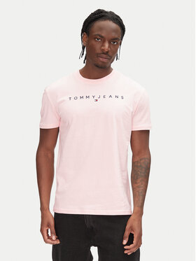 Tommy Jeans Tommy Jeans Marškinėliai Linear Logo DM0DM20744 Rožinė Regular Fit
