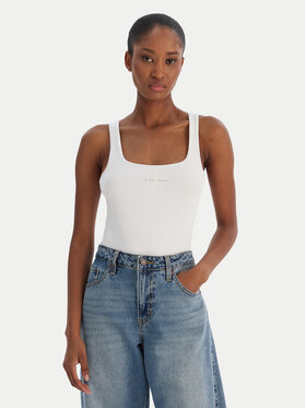 Calvin Klein Jeans Calvin Klein Jeans Top Monologo Scoop Nk Rib LV047A804G Blanco Slim Fit