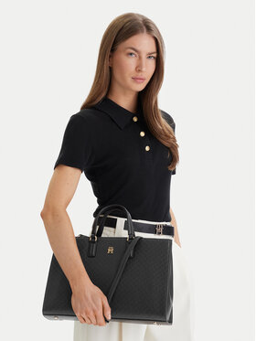 Tommy Hilfiger Kabelka Tommy Hilfiger Th Daily Satchel Mono AW0AW18418 Černá