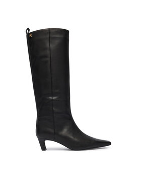 Tommy Hilfiger Csizma Tommy Hilfiger Kitten Heel Leather High Boot FW0FW09568 Fekete