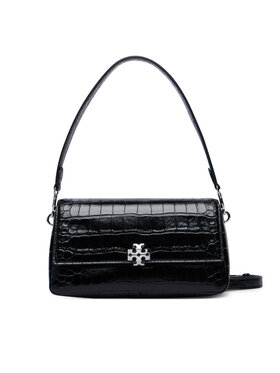 Tory Burch Дамска чанта Tory Burch Charlie Embossed Croc Small Shoulder Bag 183522 Черен