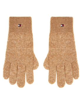 Tommy Hilfiger Sieviešu cimdi Tommy Hilfiger Flag Fluffy AW0AW17797 Bēšs