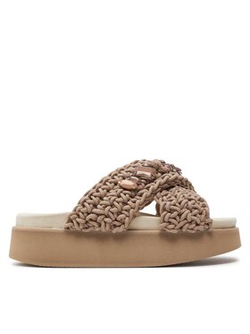 Inuikii Šľapky Inuikii Woven Stones Platform 70103-106 Hnedá