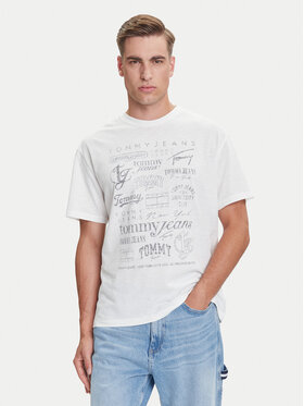 Tommy Jeans Tommy Jeans Majica Archive Logos DM0DM21584 Bela Relaxed Fit