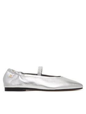 Tommy Hilfiger Balerīnas Tommy Hilfiger Silver Lth Ellastic Ballerina FW0FW09466 Sudraba