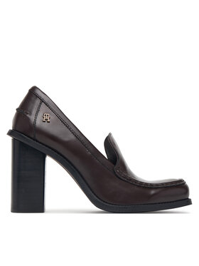 Tommy Hilfiger Обувки Tommy Hilfiger Square Toe Heeled Loafer FW0FW09493 Тъмнокафяв