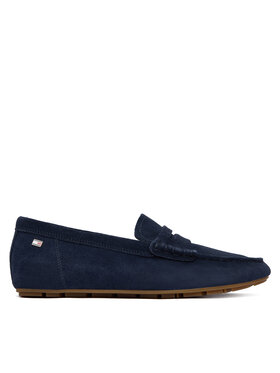 Tommy Hilfiger Mokasinai Tommy Hilfiger Flag Soft Suede Driver Loafer FW0FW08558 Tamsiai mėlyna