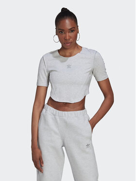 adidas adidas Футболка Crop Loungewear HL9130 Сірий Regular Fit