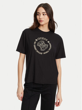 Guess Guess Футболка V5YI05 KCOA2 Чорний Regular Fit