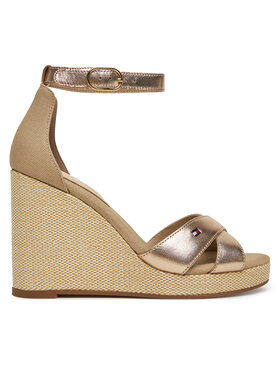 Tommy Hilfiger Sandalen Tommy Hilfiger Flag Metallic High Wedge Espad FW0FW08811 Goldfarben