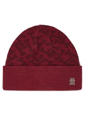 Tommy Hilfiger Čiapka Tommy Hilfiger Monogram All Over Beanie AW0AW15327 Červená