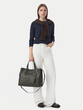 Tommy Hilfiger Дамска чанта Tommy Hilfiger Th Icon Satchel Mono AW0AW18923 Каки