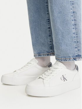 Calvin Klein Tenisice Calvin Klein Vulc Flatf Lth Silver Logo Tag YW0YW01877 Bijela