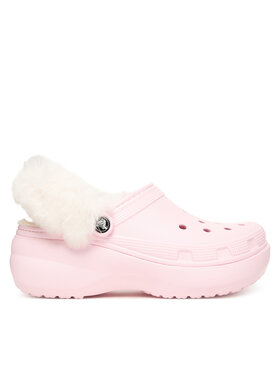 Crocs Chanclas Crocs Classic Platform Fuzz Lined Clog 212854 Rosa
