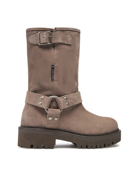 Tommy Jeans Боти Tommy Jeans Tjw Urban Biker Boot Suede EN0EN02729 Сив