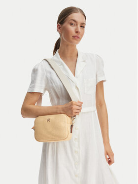 Tommy Hilfiger Ročna torba Tommy Hilfiger Popette Camera Bag Raffia AW0AW18525 Bež