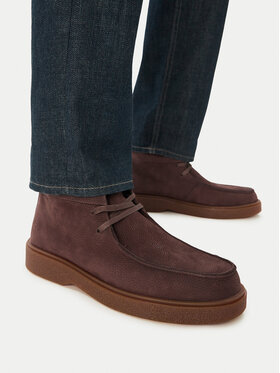 Calvin Klein Kotníková obuv Calvin Klein Text Rubber Apron Boot Nu HM0HM02256 Hnědá