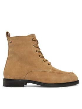 Tommy Hilfiger Bakancs Tommy Hilfiger Enamel Flag Suede Lace-Up Boot FW0FW09681 Világosbarna