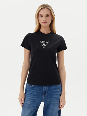 Guess Guess Футболка V4YI21 KCDH1 Чорний Slim Fit