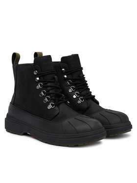 Tommy Hilfiger Kotníková obuv Tommy Hilfiger Outdoor Rubber Lth Boot Wpm FM0FM05957 Černá