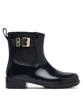Tommy Hilfiger Gumáky Tommy Hilfiger Th Buckle Glossy Ankle Rain Boot FW0FW09543 Čierna