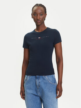 Tommy Jeans Tommy Jeans T-Shirt Linear DW0DW21422 Dunkelblau Slim Fit