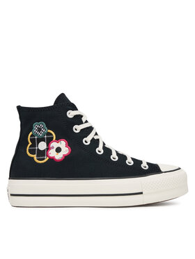 Converse Кецове Converse Chuck Taylor All Star Lift Platform Floral Patchwork A15534C Черен