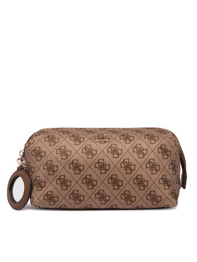 Guess Τσαντάκι καλλυντικών Guess Adrian Logo Travel TWNB21 68851 Ανοιχτό καφέ