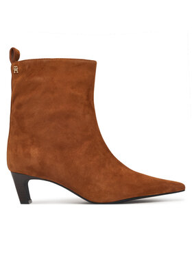 Tommy Hilfiger Škornji Tommy Hilfiger Kitten Heel Suede Ankle Boot FW0FW09670 Oranžna