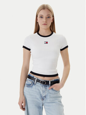 Tommy Jeans Tommy Jeans Camiseta Badge DW0DW22575 Écru Slim Fit