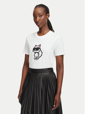 KARL LAGERFELD KARL LAGERFELD Camiseta Ikon Sketch Choupette A1W17128 Blanco Regular Fit