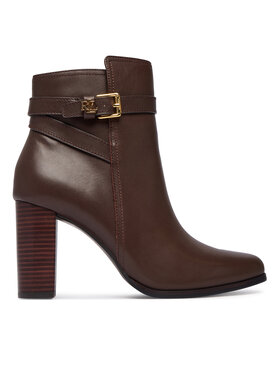 LAUREN RALPH LAUREN Īsie zābaki LAUREN RALPH LAUREN Brooke II Calfskin Bootie Heel 802974475003 Brūns