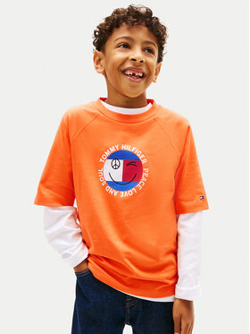 Tommy Hilfiger Tommy Hilfiger Camiseta Smiley Flag KB0KB10269 Naranja Regular Fit