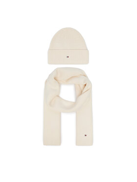 Tommy Hilfiger Set Schal und Mütze Tommy Hilfiger AW0AW19136 Creme