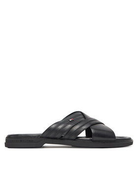 Tommy Hilfiger Nazouváky Tommy Hilfiger Premium Hilfiger Cc Lth Sandal FM0FM05504 Černá