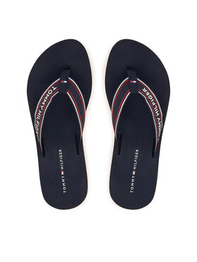 Tommy Hilfiger Japonki Tommy Hilfiger Th Corporate Wedge Summer Sandal FW0FW09695 Granatowy