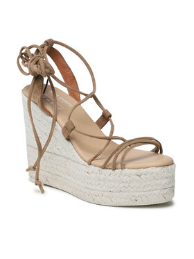 Manebi Еспадрильї Manebi Soft Suede Lace-Up Wedge Espadrilles L 8.7 WA Коричневий