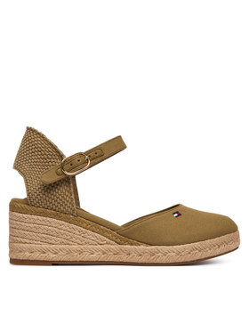 Tommy Hilfiger Espadrile Tommy Hilfiger Mid Wedge Espad Closed Toe FW0FW09233 Smeđa