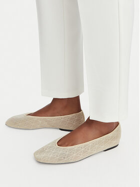 Calvin Klein Балеринки Calvin Klein Square Ballerina Aop Mesh HW0HW02937 Екрю