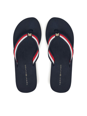Tommy Hilfiger Джапанки Tommy Hilfiger Th Corporate Wedge Beach Sandal FW0FW08520 Тъмносин