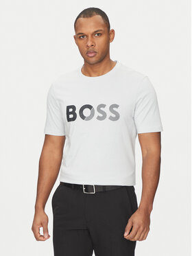 BOSS BOSS Футболка Tape Logo 50530990 Сірий Regular Fit