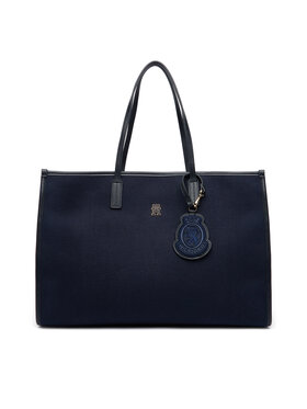 Tommy Hilfiger Kabelka Tommy Hilfiger Th City Large Tote Melton AW0AW18215 Tmavomodrá