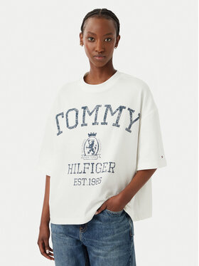 Tommy Hilfiger Tommy Hilfiger Camiseta Varsity WW0WW50940 Crema Relaxed Fit