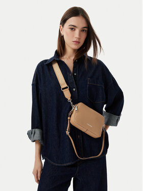 Calvin Klein Handtasche Calvin Klein Webbing 2X Strap Camera Bag LV04F3656G Beige