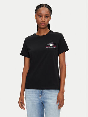 Gant Gant T-shirt Bisiklet Yaka 4200277 Crna Regular Fit