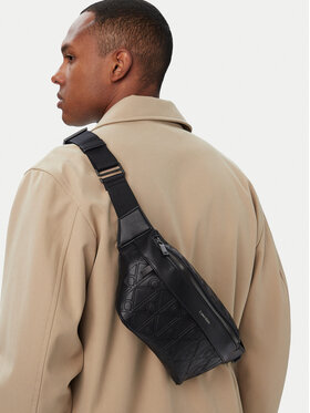 Calvin Klein Ledvinka Calvin Klein Emblem Aop Deboss Waistbag LV04D3564G Černá